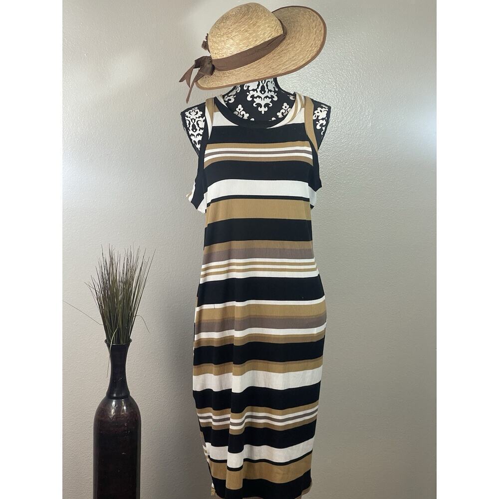 No boundaries Plus, XXX Large Size 21 Striped Sheath Dress Razorback Midi Boho‌